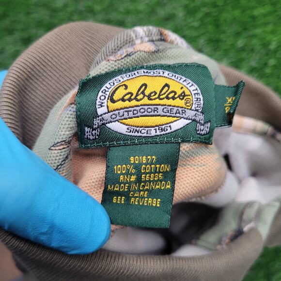 VTG 90s Cabelas Fishing AOP Polo Shirt Mens XXL (Tagged XL) Boxy Fit - Picture 7 of 8